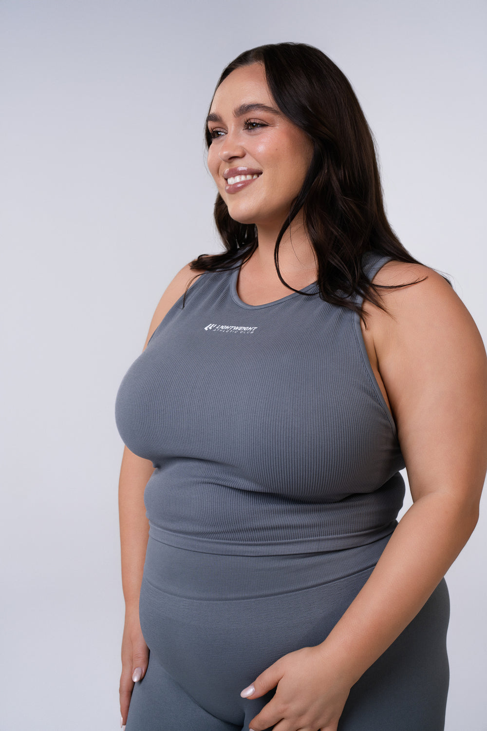 Women's Seamless Compression Crop Tank - Poppy Seed Grey