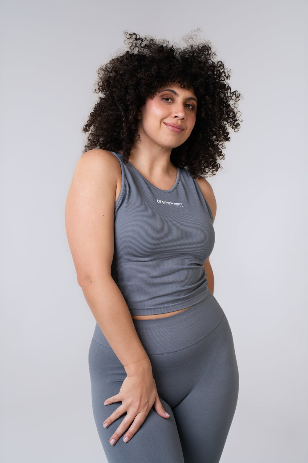 Women's Seamless Compression Crop Tank - Poppy Seed Grey