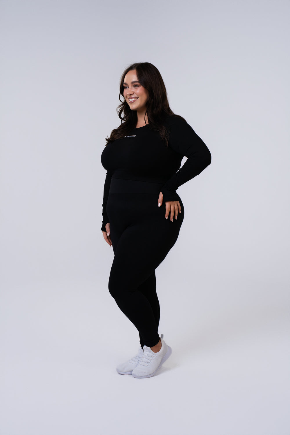 Women's Long Sleeve Compression Crop - Black