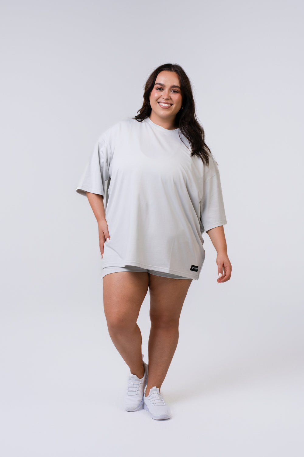 Graphic Oversized Tee - Gym Rat - Glacier Grey