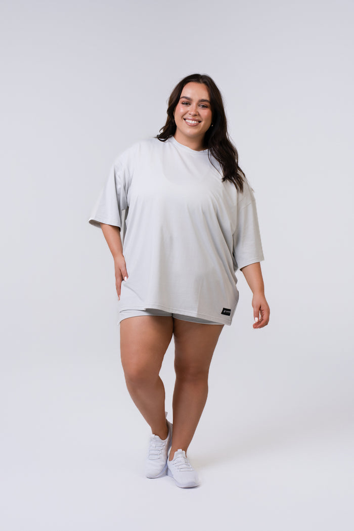 Graphic Oversized Tee - Gym Rat - Glacier Grey