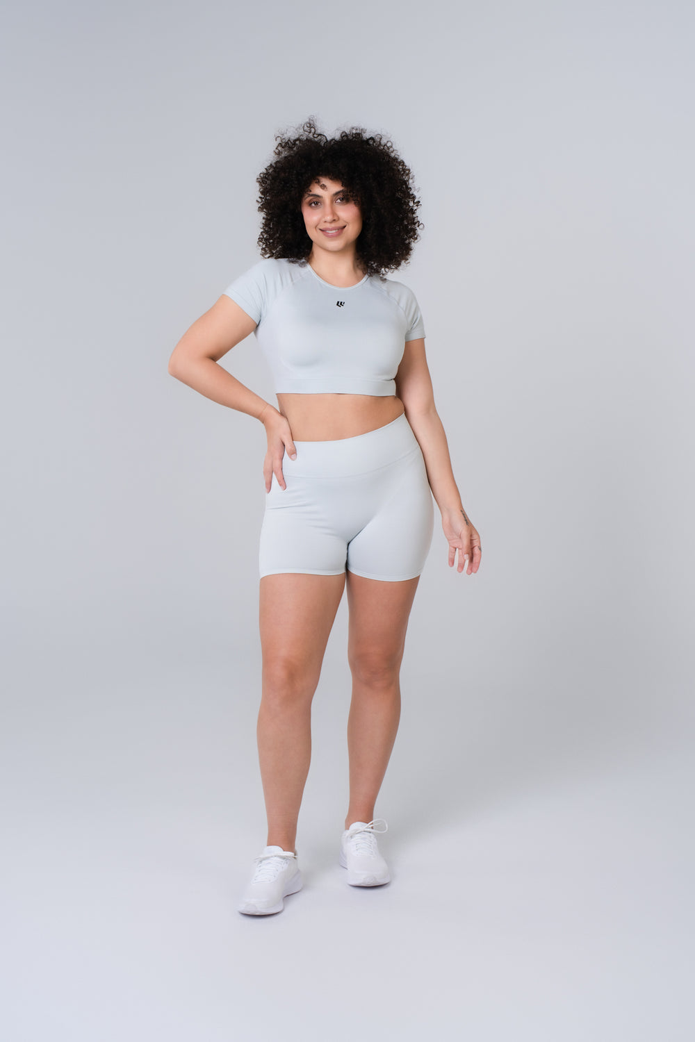 Women's Short Sleeve Compression Crop - Glacier Grey