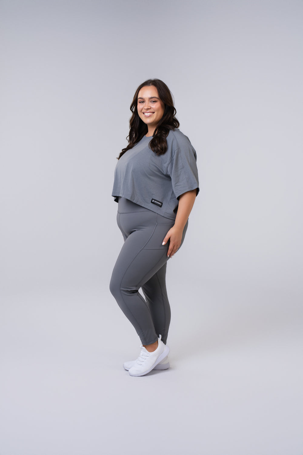 Women's Relaxed Crop Top - Poppy Seed Grey