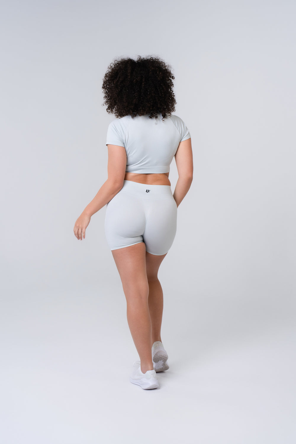 Women's Short Sleeve Compression Crop - Glacier Grey