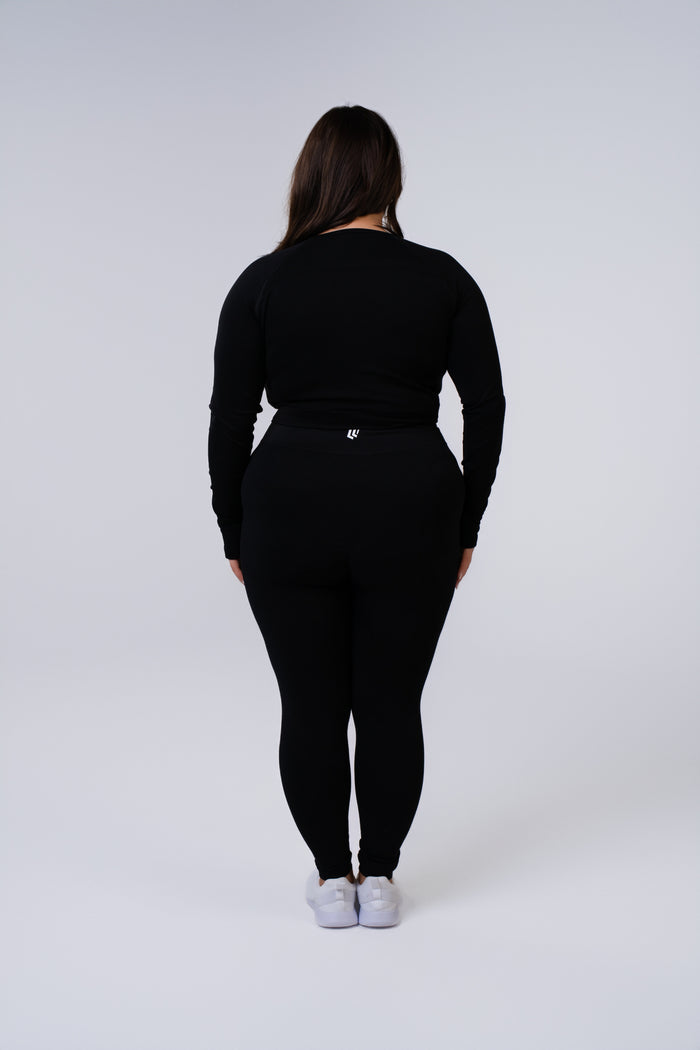 Women's Long Sleeve Compression Crop - Black