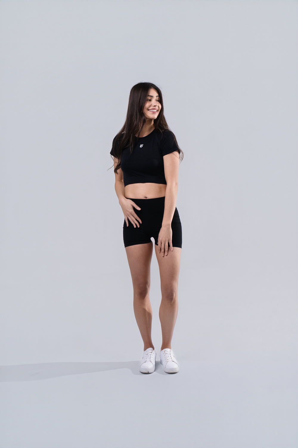 Women's Short Sleeve Compression Crop - Black