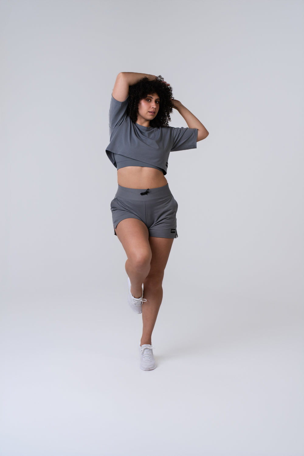 Women's Relaxed Crop Top - Poppy Seed Grey