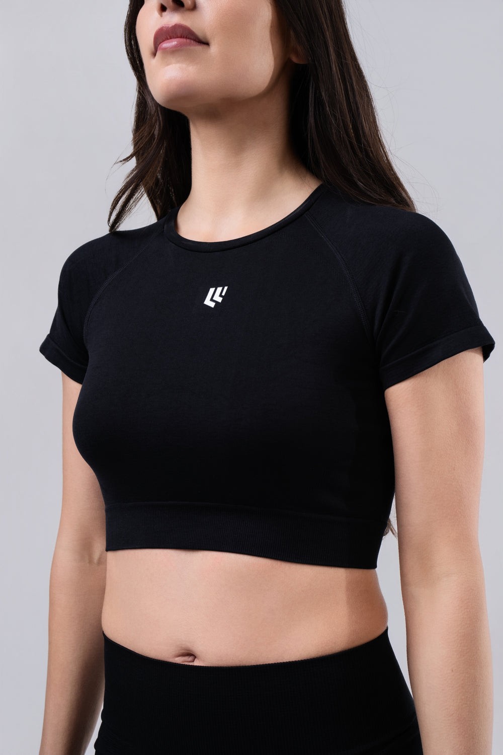 Women's Short Sleeve Compression Crop - Black