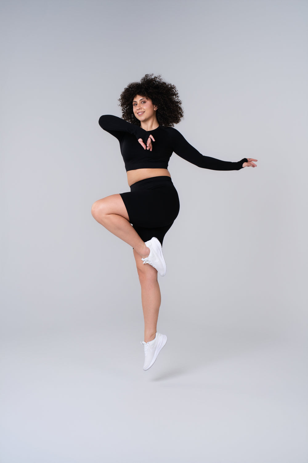 Women's Long Sleeve Compression Crop - Black