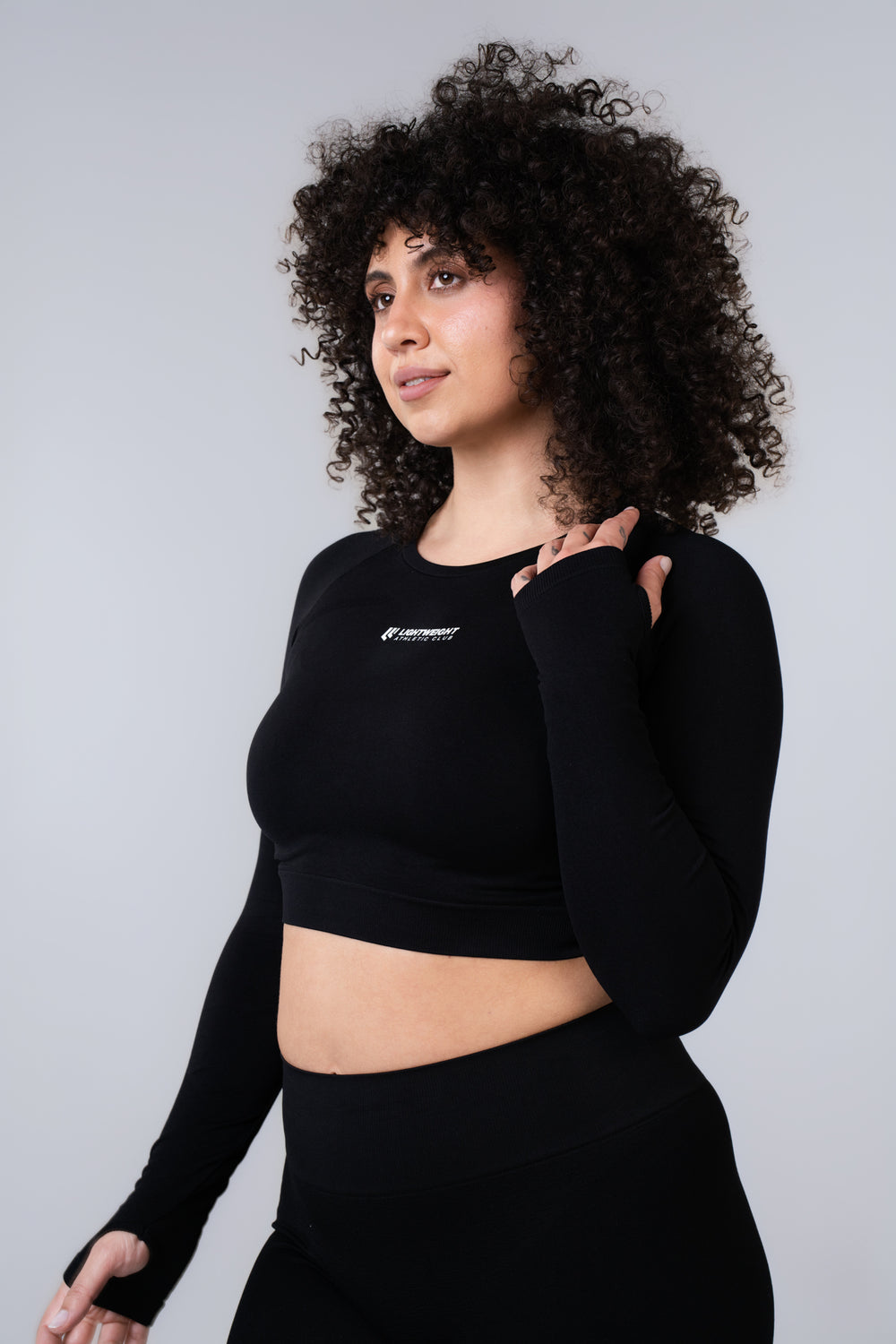 Women's Long Sleeve Compression Crop - Black