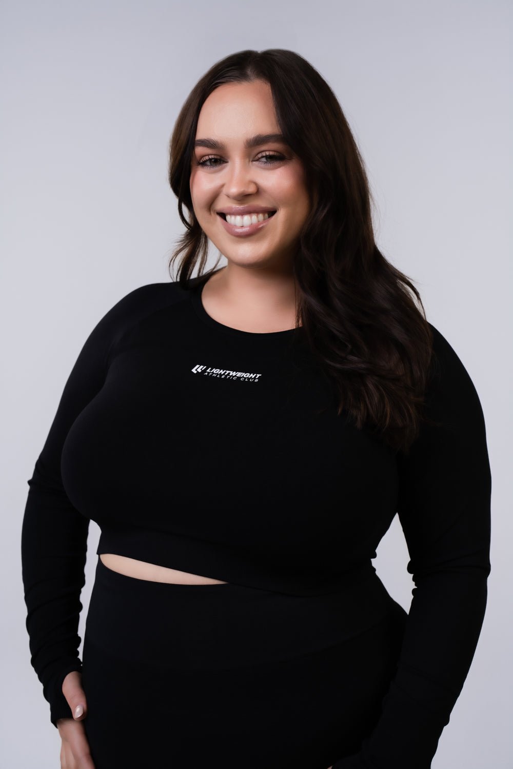 Women's Long Sleeve Compression Crop - Black