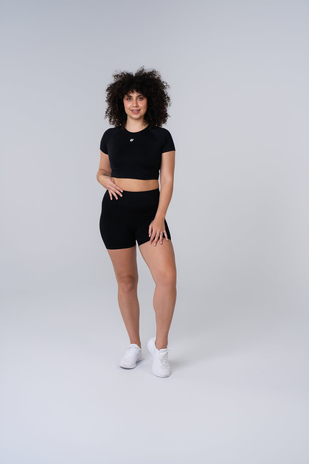Women's Short Sleeve Compression Crop - Black