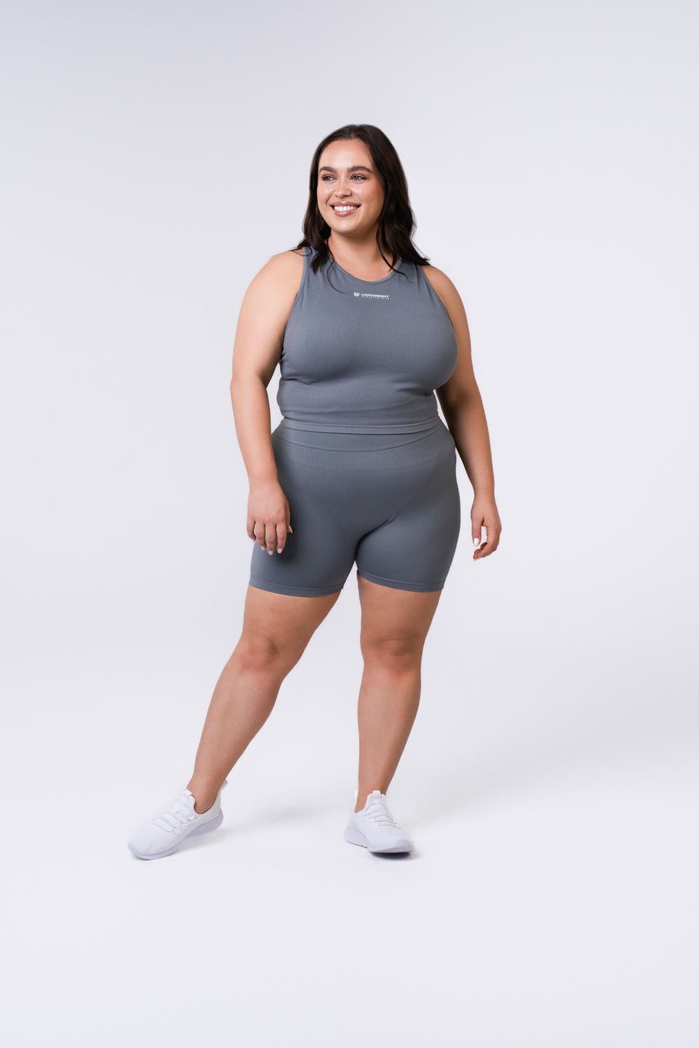 Women's Seamless Compression Crop Tank - Poppy Seed Grey