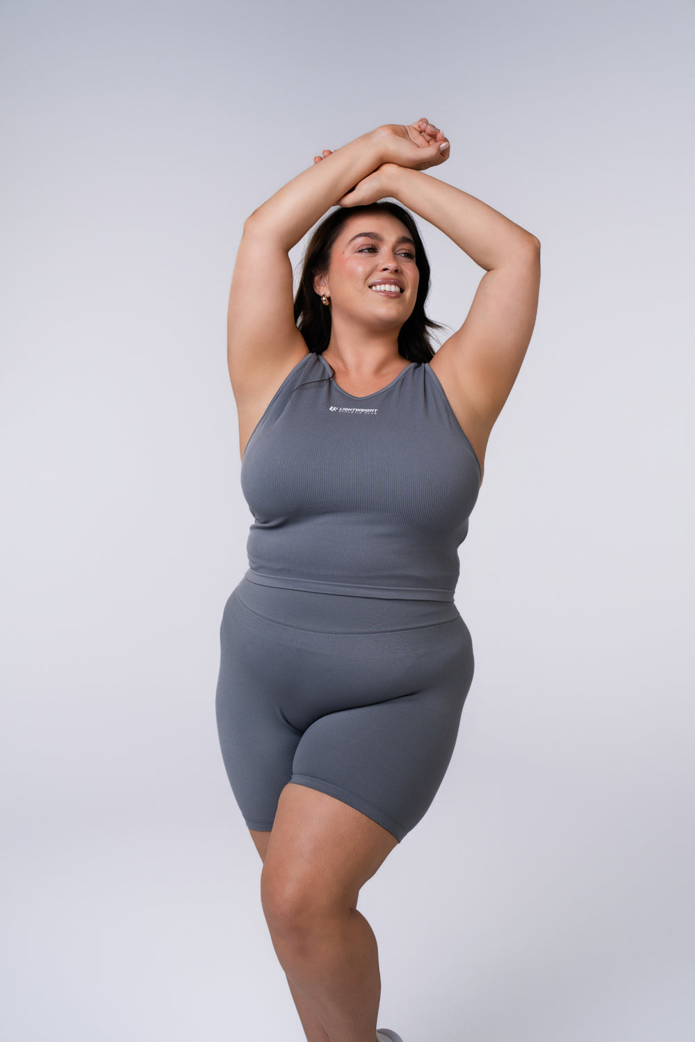 Women's Seamless Compression Crop Tank - Poppy Seed Grey