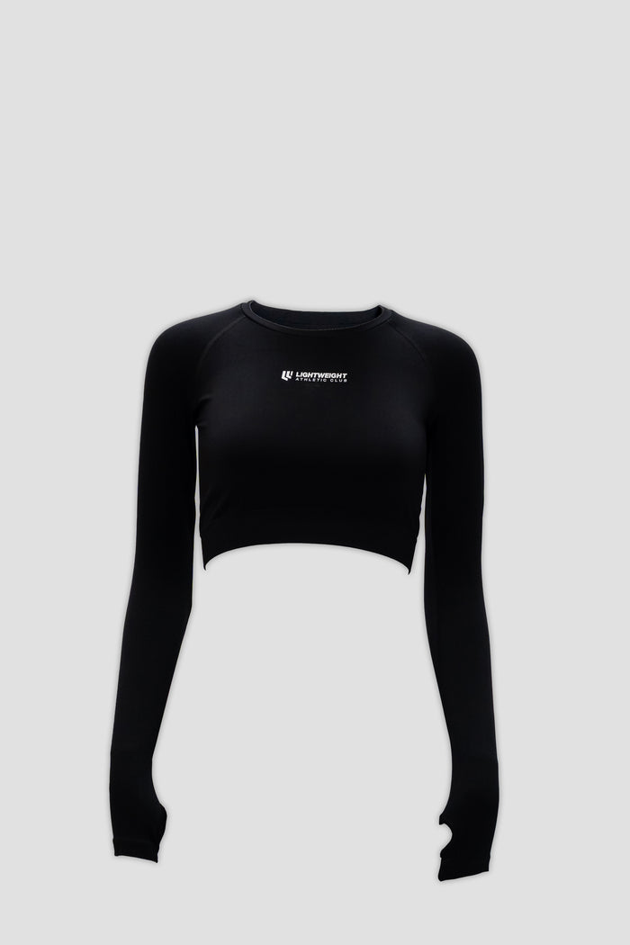 Women's Long Sleeve Compression Crop - Black