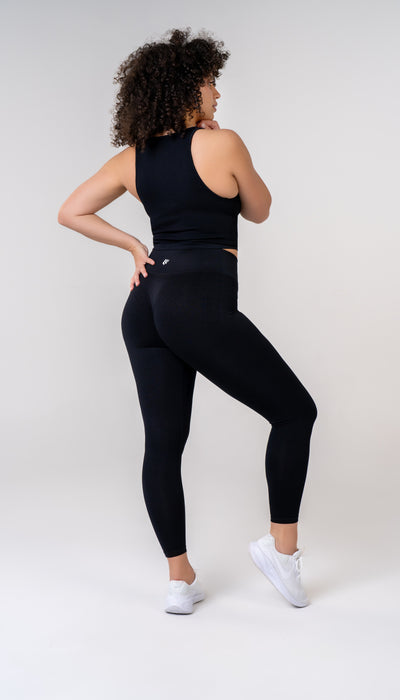 Women's High Wasted Seamless Leggings - Black