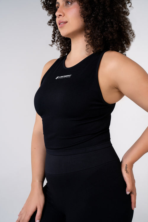 Women's Seamless Compression Crop Tank - Black