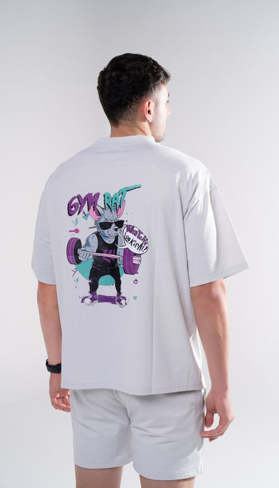 Graphic Oversized Tee - Gym Rat - Black