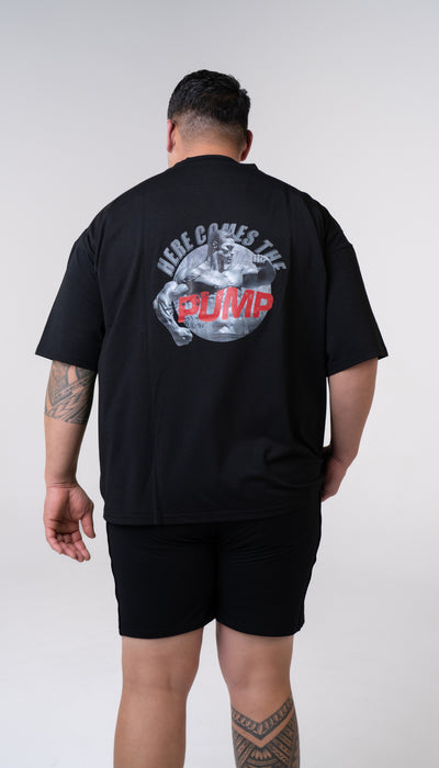Graphic Oversized Tee - Here Comes the Pump - Poppy Seed Grey