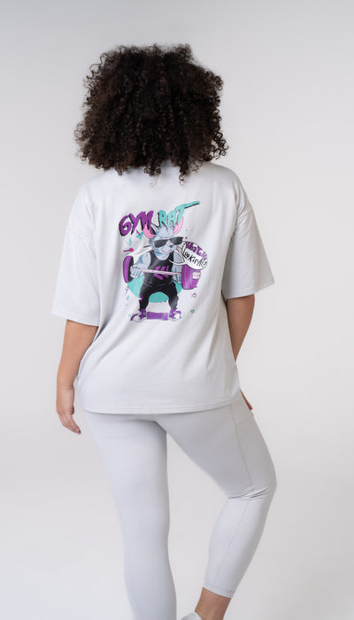Graphic Oversized Tee - Gym Rat - Black