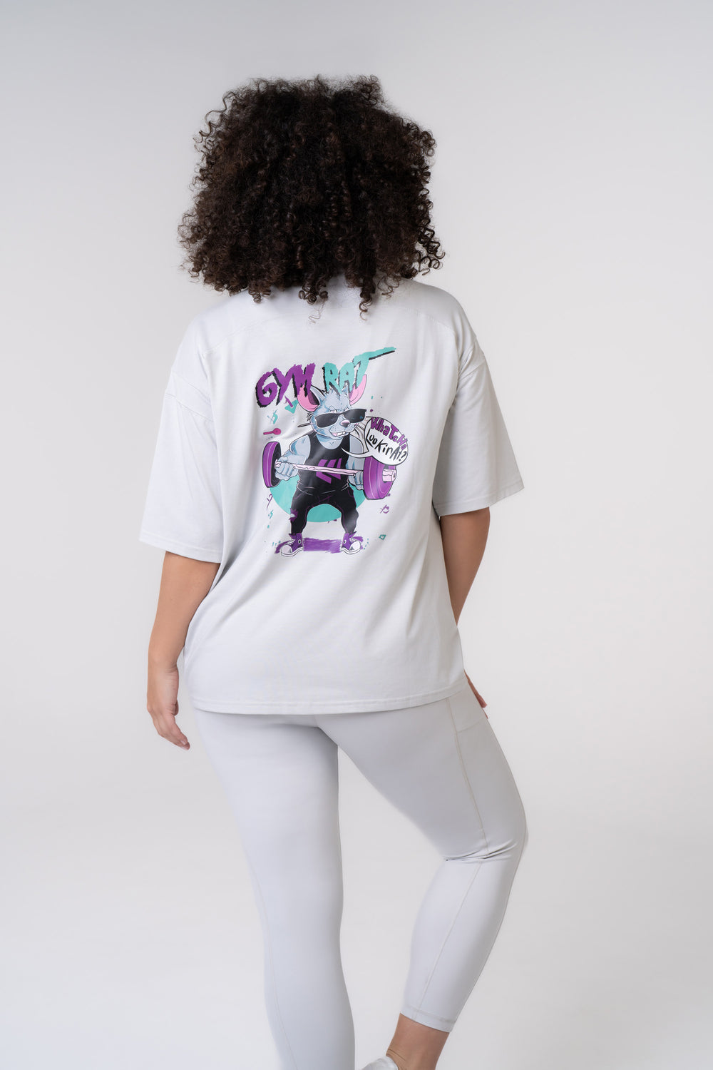 Graphic Oversized Tee - Gym Rat - Black