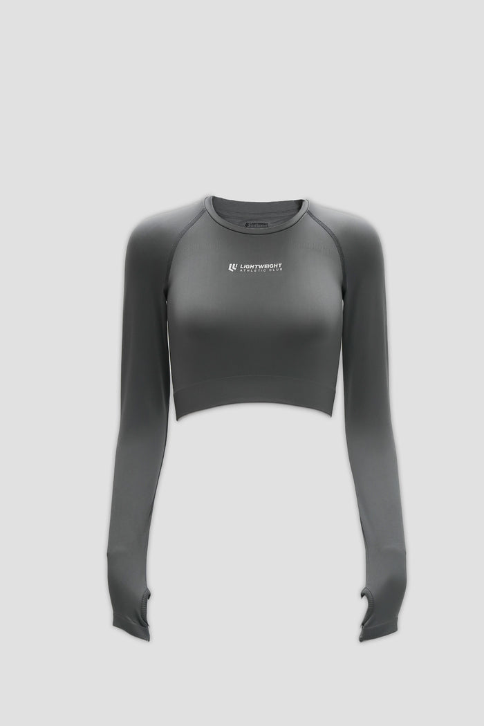 Women's Long Sleeve Compression Crop - Poppy Seed Grey
